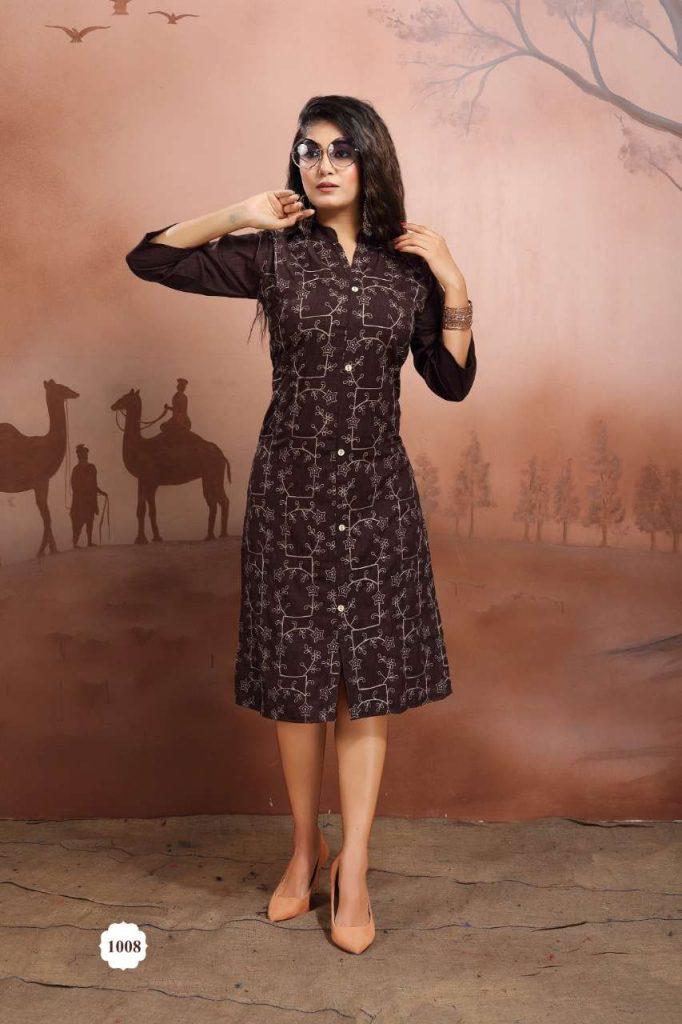 Canvas Casual Daily Wear Rayon embroidery Latest Kurti Collection